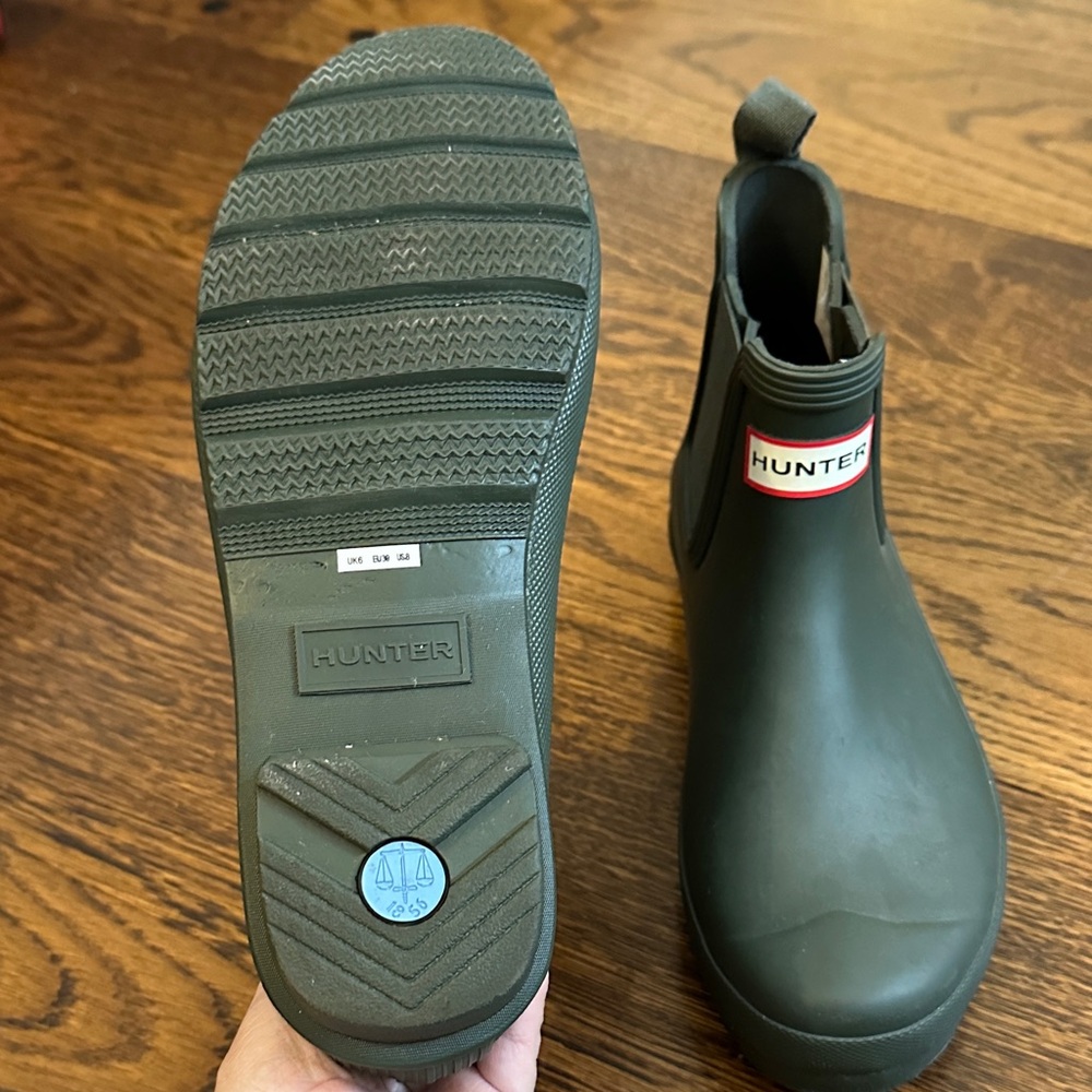 Hunter Dark Green Ankle Rain Boots - Picture 2 of 4